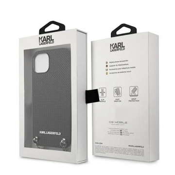Karl Lagerfeld KLHCP13SPMK protective phone case for Apple iPhone 13 Mini 5.4" hardcase black/black Leather Textured and Chain
