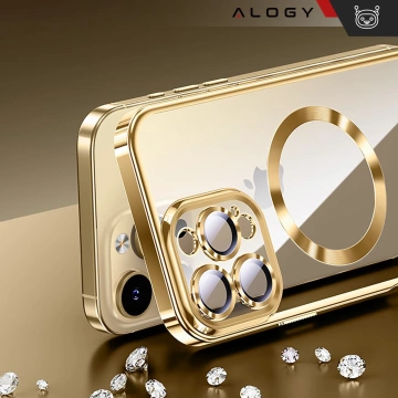 Puzdro MagSafe pre Apple iPhone 16 Pro Alogy Glamour Puzdro na luxusný prsteň zlato-priehľadné