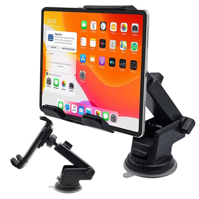 Car phone holder tablet windshield strong adjustable 4.7-11 inches black