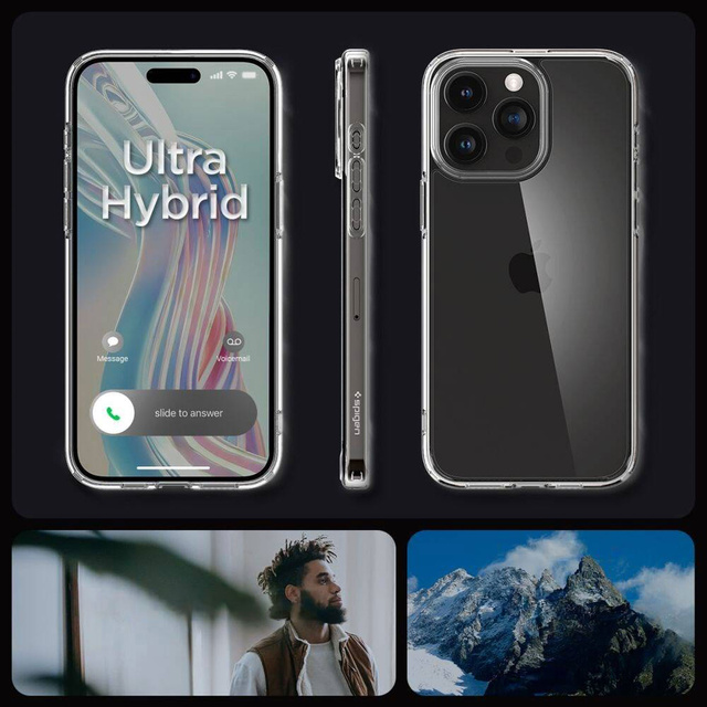 Чохол для iPhone 15 Pro Max Spigen Ultra Hybrid Case, задня кришка Crystal Clear