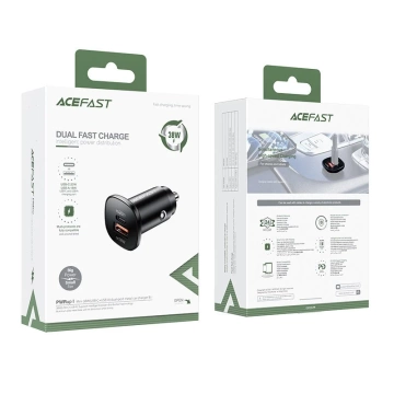 Acefast car charger 38W USB Type C / USB, PPS, Power Delivery, Quick Charge 3.0, AFC, FCP black (B1 black)