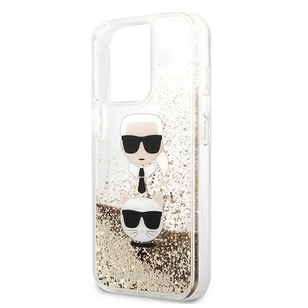 Etui Karl Lagerfeld KLHCP13XKICGLD na iPhone 13 Pro Max 6,7" pevný obal Liquid Glitter Karl