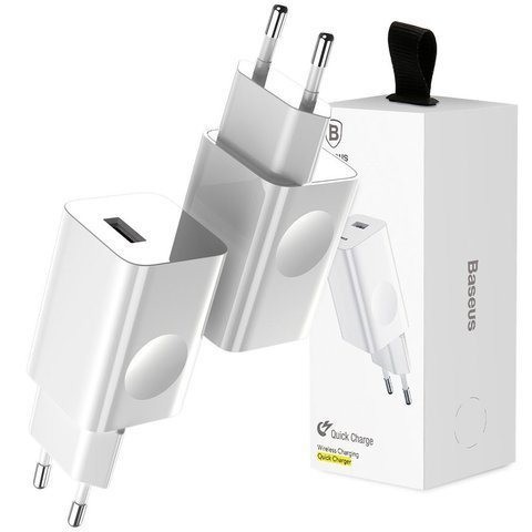 Baseus USB EU Quick Charge QC 3.0 24W White wall charger