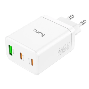 HOCO 2 x USB typ C USB A PD QC3.0 3A 35W nástenná nabíjačka biela
