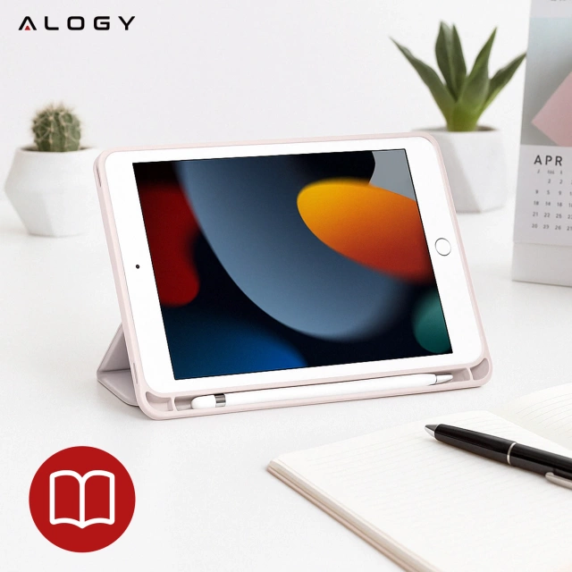 Case for Apple iPad 10.2 9 Gen 8/7 2021/2020/2019 Smart Pencil Case Alogy TPU Tablet Cover Pink Glass