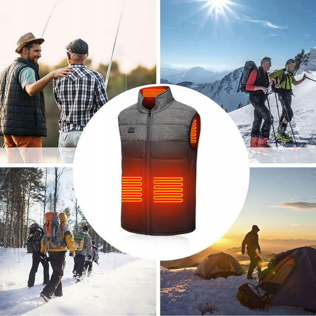 Heated Vest Heated Women Men's Quilted Sleeveless Jacket Electric Jacket Unisex Size M Winter Warm Black Gray