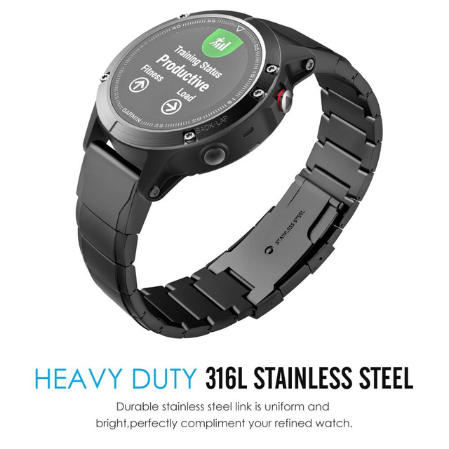 Bransoleta stalawa Steelband do Garmin Fenix 3 / 5X / 3HR / 5X Plus / 6X / 6X PRO / 7X Black