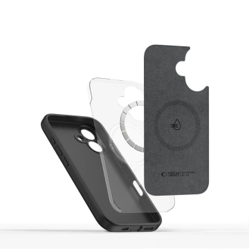 Tekutý silikónový obal Etui Tech-Protect MagSafe pre iPhone 16, čierny