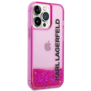 Karl Lagerfeld KLHCP14XLCKVF case for iPhone 14 Pro Max 6.7" hard case Liquid Glitter Elong pink/pink