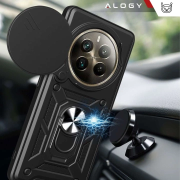 Pouzdro pro Realme 12 Pro 5G / Realme 12 Pro Plus 5G pancéřové pouzdro prstencové pouzdro Ochrana fotoaparátu Camshield Alogy Black
