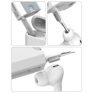 Multifunkční čistič Alogy Cleaner Set Sada 8v1 na čištění obrazovky klávesnice sluchátek pro telefony, tablety, notebooky, počítače Bílá