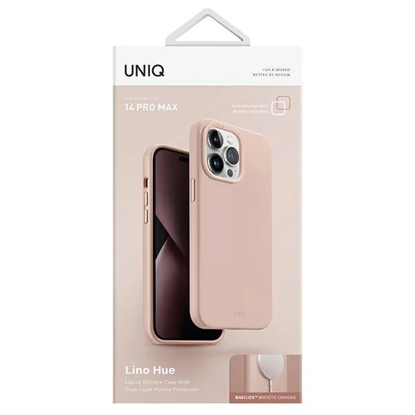 Чохол UNIQ Lino Hue для iPhone 14 Pro Max 6.7" Magclick Charging pink/blush pink