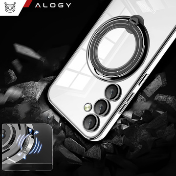 Чохол для Samsung Galaxy S24 Plus magnetic case Ring Mag Safe Clear magnet for Alogy holder Чорний прозорий