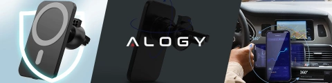 Автомобільний тримач із зарядним пристроєм Qi MagSafe Alogy для сітки/плати 15W