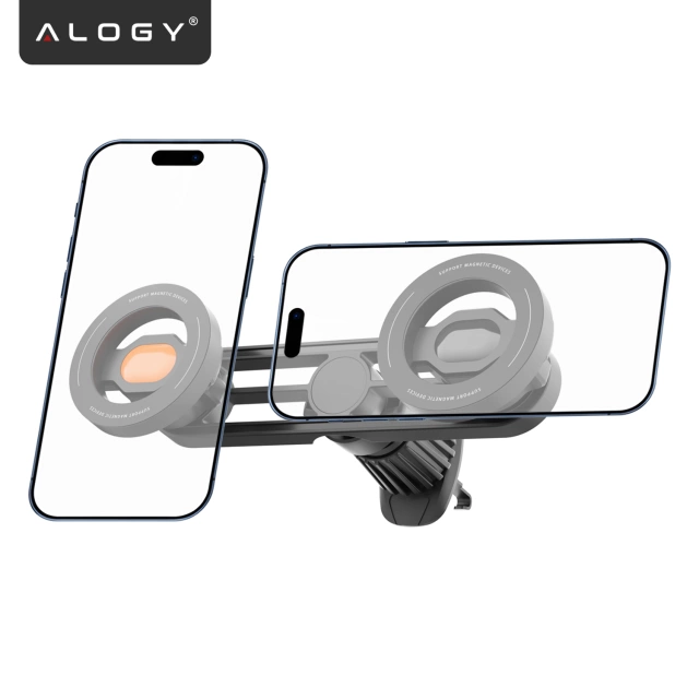 Držák do větrací otvoru auta - Duální držák MagSafe pro 2 telefony, pevný a stabilní, magnetický design - Alogy MagGrip™ Duo Black
