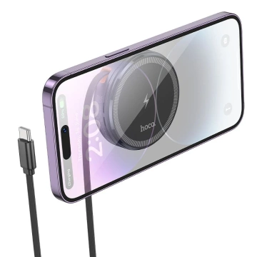 Bezdrôtová nabíjačka HOCO s navíjacím káblom typu C kompatibilná s MagSafe a Apple Watch 15W CQ18 sivá