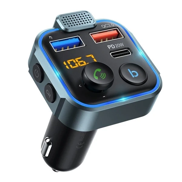 Ecobox FM-Transmitter Bluetooth 2xUSB Typ-C 2,4A 20W Schwarz