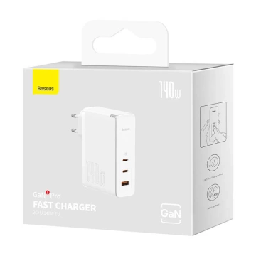 Baseus GaN5 Pro 2xUSB-C USB wall charger, 140W (white)