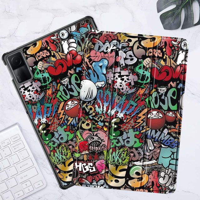 Hülle für Xiaomi Redmi Pad SE 2023 11" Smart Case Cover mit Klappe. Graffiti-Hülle und Cover