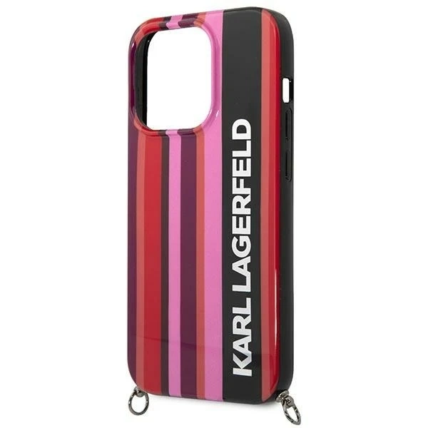 Чохол для телефону Karl Lagerfeld KLHCP14XSTSTP для Apple iPhone 14 Pro Max 6.7" hardcase рожевий/рожевий Кольорові смужки на ремінці