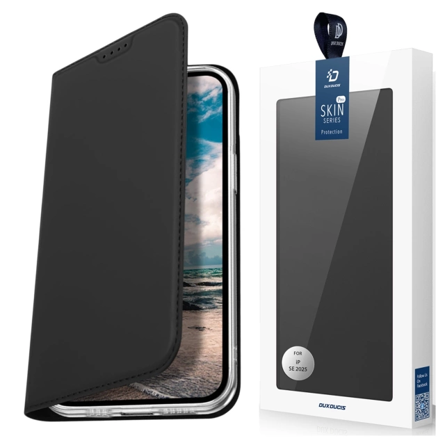 Ochranný kryt Dux Ducis s flipem Skin Pro pro Apple iPhone 16e / SE 4 2025, černý