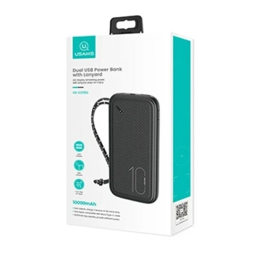 USAMS Powerbank PB56 10000mAh 2xUSB / USB-C / MicroUSB Fast Charge černá/černá 10KCD15001 (US-CD150)
