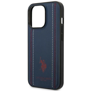 Puzdro US Polo Leather Stitch iPhone 14 Pro 6,1" na telefón námornícka modrá/námorná modrá