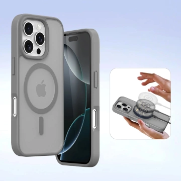 iPhone 16 Pro Max Dux Ducis Lawa Leather Case with MagSafe Wallet Gray