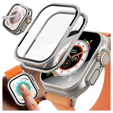 2x Tempered Glass Frame for Apple Watch Ultra / Ultra 2 49mm for Alogy Screen Protector 9H Titanium