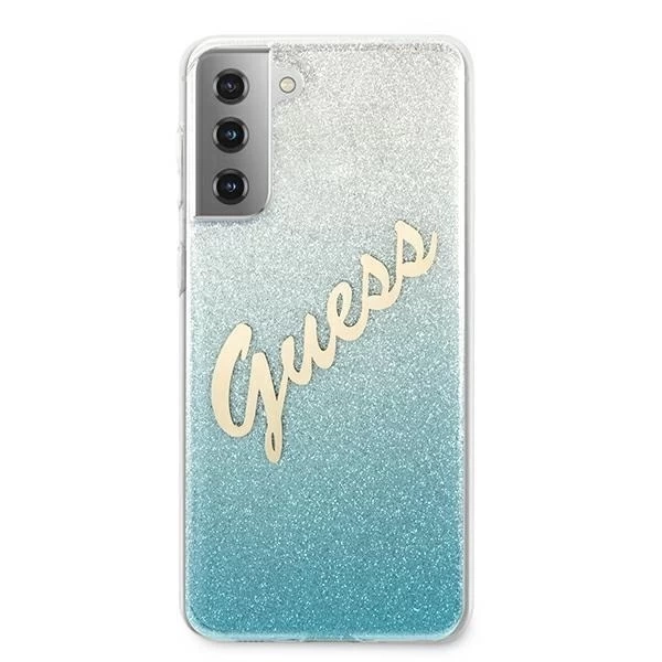 Guess GUHCS21MPCUGLSBL S21 G996 niebieski/blue hardcase Glitter Gradient Script