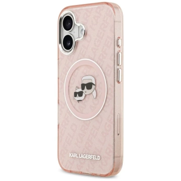 Etui Ochronne do iPhone 17 Karl Lagerfeld IML Glitter K&C Heads MagSafe Różowy