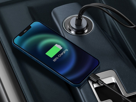 Autonabíječka Baseus Share s 2x USB prodloužením, 2x USB-C 120W šedá