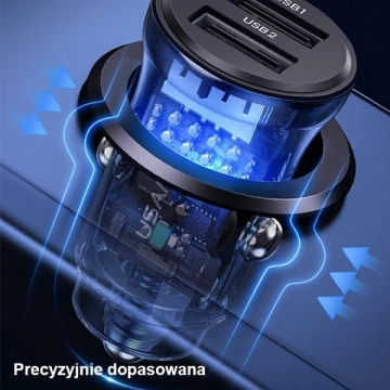 USAMS Car charger C31 3A 2xUSB-A Fast Charge blue/blue CC162CC02 (US-CC162)