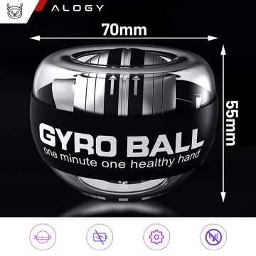 Gyro míč Alogický míč pro procvičování zápěstí Powerballová rukojeť pro posílení svalů Gyro Ball Black