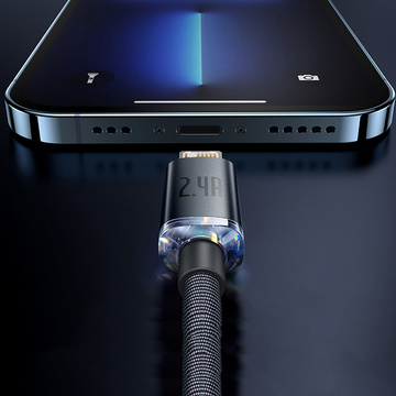 Cable 1.2m Baseus Crystal USB cable for Lightning iPhone 2.4A Black