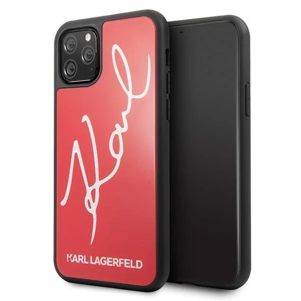 Karl Lagerfeld KLHCN58DLKSRE iPhone 11 Pro černý/červený pevný obal Signature Glitter