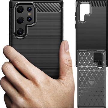 Puzdro pre Samsung Galaxy S24 Ultra obrnený zadný kryt telefónu Alogy Carbon Silicone black