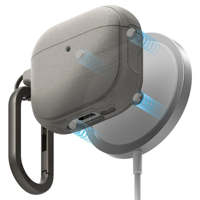 Чохол для Apple AirPods 4 Ringke Onyx MagSafe теплого сірого кольору з карабіном