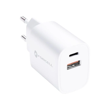 FORCELL F-ENERGY nástenná nabíjačka typu C USB A PD QC4.0 3A 30W biela