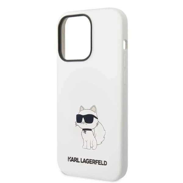 Karl Lagerfeld KLHCP14LSNCHBCH ochranné pouzdro na telefon pro Apple iPhone 14 Pro 6,1" pevné pouzdro bílá/bílá silikonová chupette