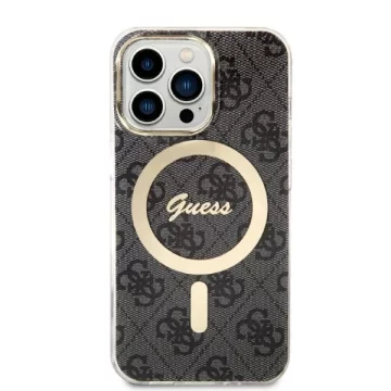 Zestaw Guess GUBPP14XHMEACSK Case Charger iPhone 14 Pro Max 6,7" čierne/čierne pevné puzdro MagSafe Marble