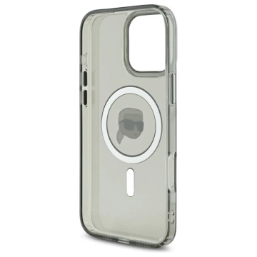 Karl Lagerfeld Case for iPhone 16 Pro Max 6.9" MagSafe Black Hardcase IML Metal Karl Head