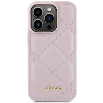 Etui Guess GUHCP15XPSQSQSP pre iPhone 15 Pro Max 6,7" ružové/ružové pevné puzdro prešívané kovové logo