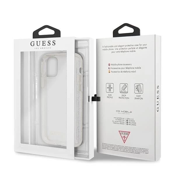 Guess GUHCN65PCGLSI iPhone 11 Pro Max srebrný/stříbrný pevný obal Glitter