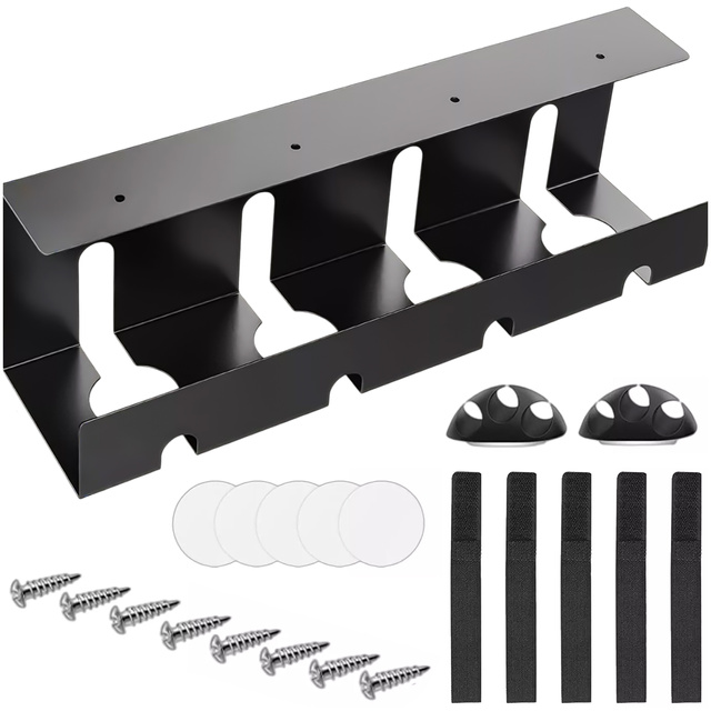 Organizér na káble pod dosku stola, polica na káble, káblové lišty, stolová doska, hliníkový držiak na stôl Alogy 40cm Čierna