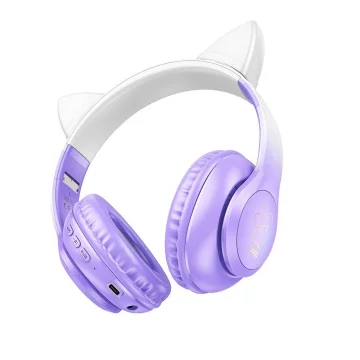 Słuchawki bezprzewodowe nauszne Bluetooth HOCO W42 Kocie Uszy Fioletowe Winogrona