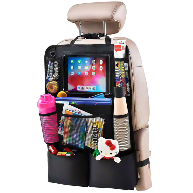 Auto-Organizer für Autositz-Rückenlehne, Autositz, Alogy-Schutz für Tablet, Schwarz, 2x Kopfstützenhalterung