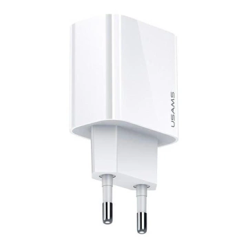 "USAMS nástěnná nabíječka 1x USB-C T34 20W 5V-3A (pouze hlava) PD3.0 Fast Charging bílá/bílá CC118TC01 (US-CC118)"
