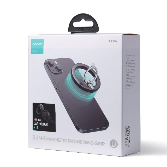 Multifunkční magnetický držák do auta s kroužkovým držákem na telefon Joyroom kit černý (JR-ZS294)