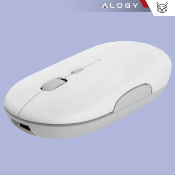Alogy kabellose Maus, kleine ergonomische Maus für Laptop-PC, Bluetooth 2,4 GHz, leise, weiß